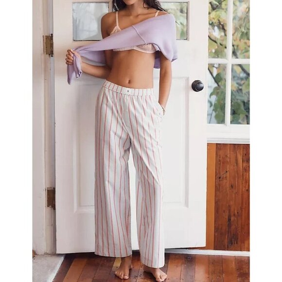 The Wren Boxer Trousers by Anthropologie LIGHT BLUE Striped M - Picture 2 of 3